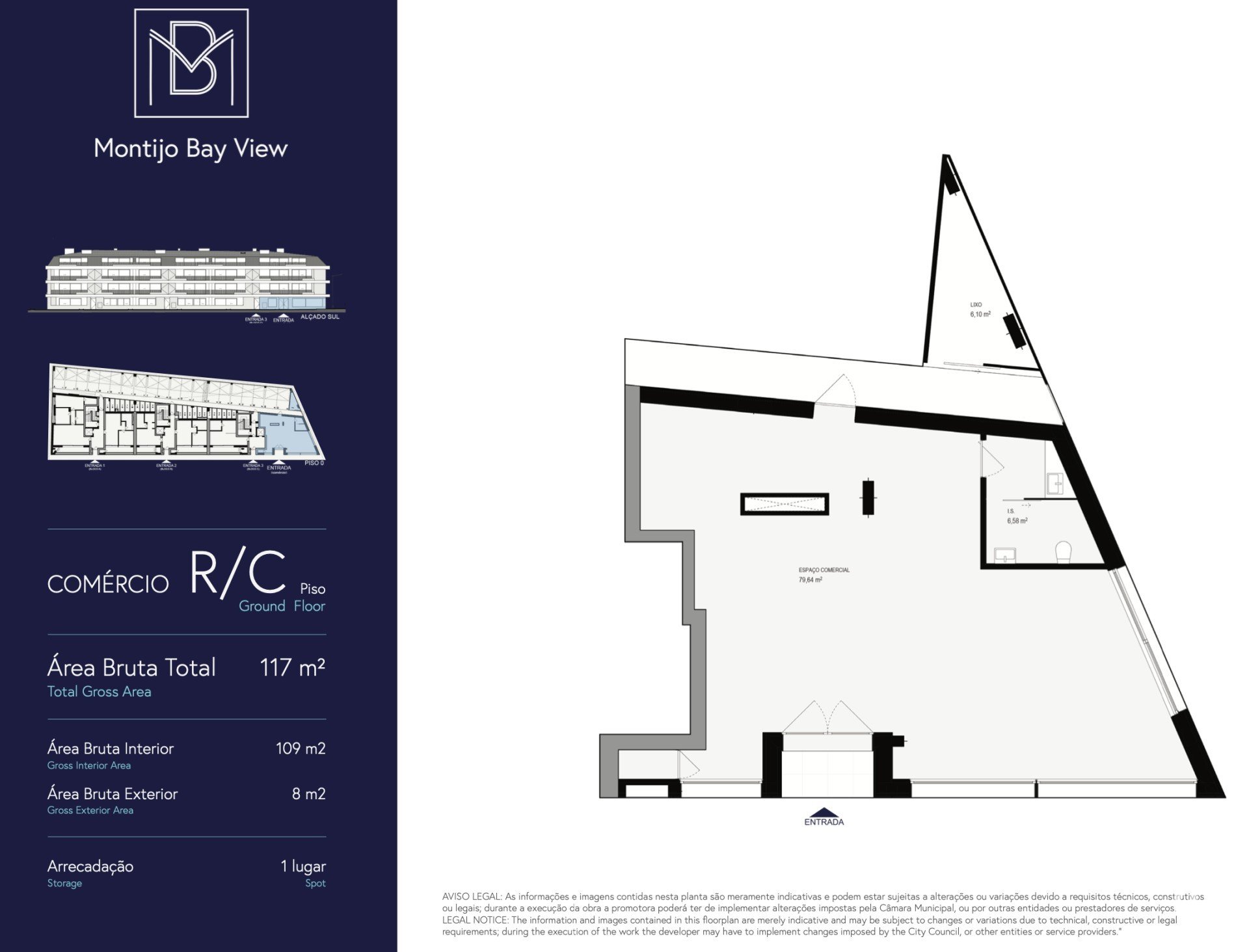 Boutique/Local commercial à Montijo e Afonsoeiro de 117 m²